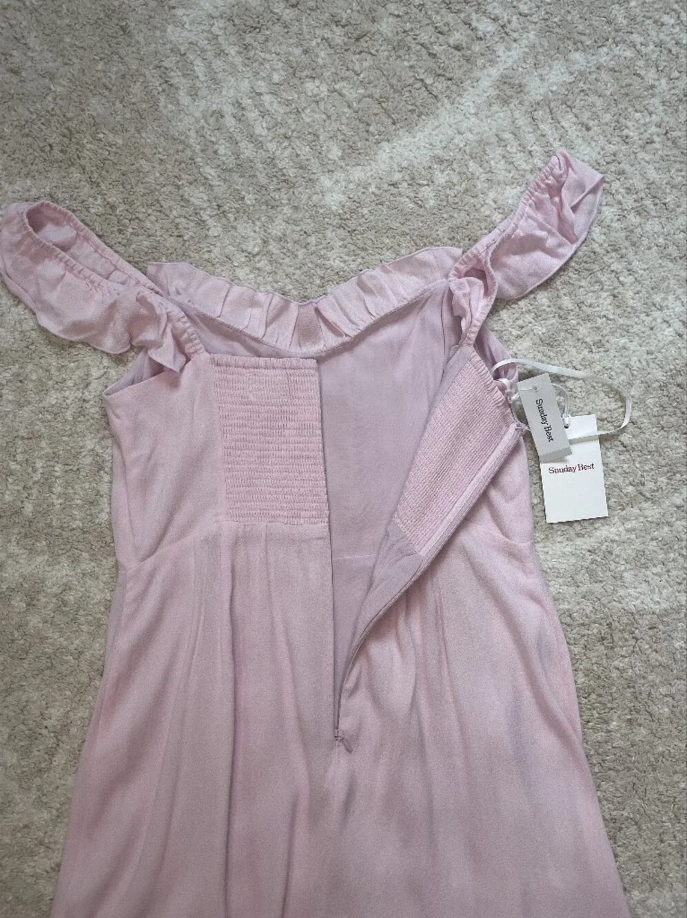 Aritzia Sunday Best Pale Pink Ruffle Strap Mini Dress Size M